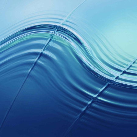 A close-up view of a wave of water with a blue gradient background