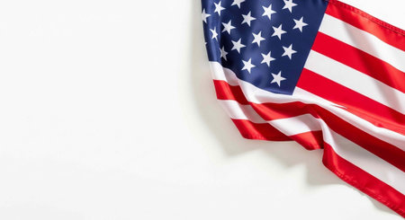 USA flag with stars and stripes on a plain white surface
