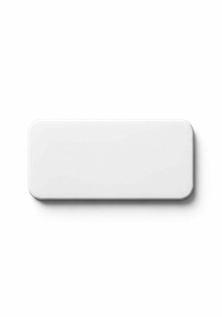 A single white rectangle with smooth edges and subtle shadow on a white surface