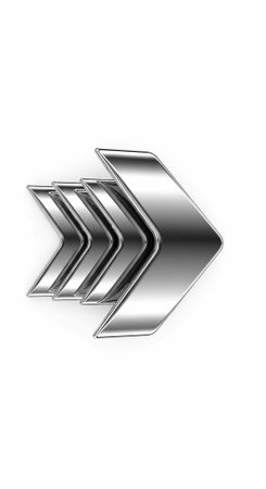Modern metallic logo with multiple pointed sections, showcasing shiny silver color and clean designの写真素材