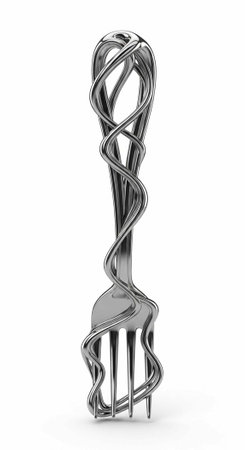 A sleek, silver metal frame with a twisted design, showcasing a modern and unique aesthetic.