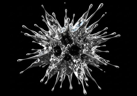 A stunning visual representation of water splashing in a unique and artistic way on a black backgroundの写真素材