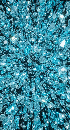 A stunning close-up of sparkling blue crystals arranged in a symmetrical pattern