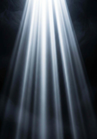 A bright beam of light shining through darkness, illuminating the surroundings with a sense of hope...