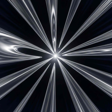 A stunning visual representation of light and energy emanating from a central point in a dark space