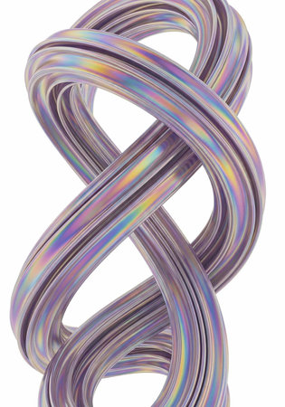 A vibrant, iridescent, and colorful coiled cable against a clean white background, showcasing its...