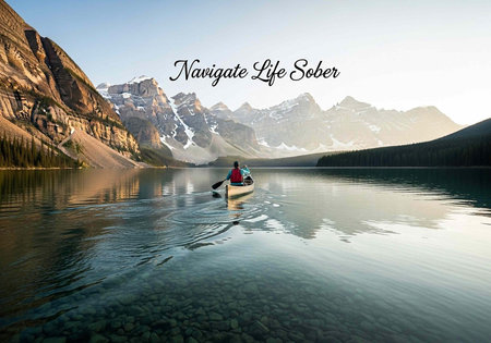 A serene lake scene with a canoe and majestic mountains in the background at sunriseの写真素材