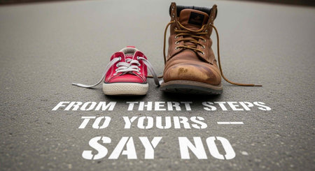 A powerful message of independence and self-empowerment with a child's shoe and an adult shoe on the...