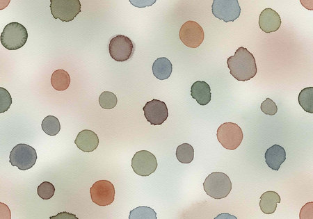 Pastel polka dots in various colors on a cream background with soft blurred spots