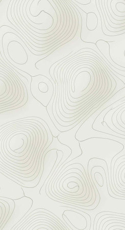Beige swirling lines on white background create a minimalist topographic design
