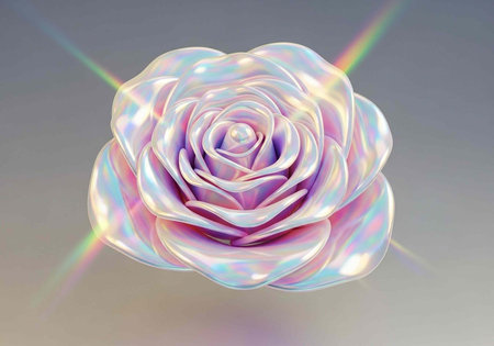 Shimmering rose with pastel colors and rainbow light effects on its delicate petals