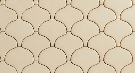 A close-up view of a beige Moroccan-style tile pattern with a repeating design
