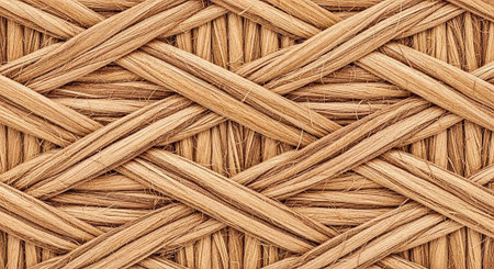 A close-up view of a woven basket texture made from natural fibers