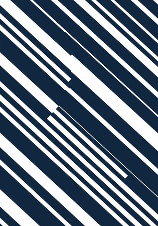 A modern abstract design featuring diagonal blue and white stripes on a digital background