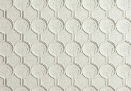 A close-up view of a white textured surface with a repeating pattern of circular shapes