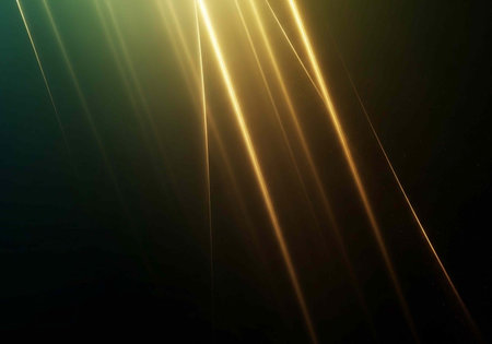 A bright light shines in the darkness with vibrant rays of sunshine