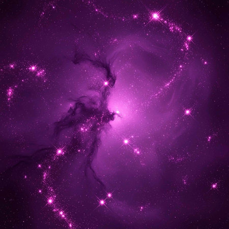 A stunning purple nebula with bright stars and a vibrant cosmic background in space