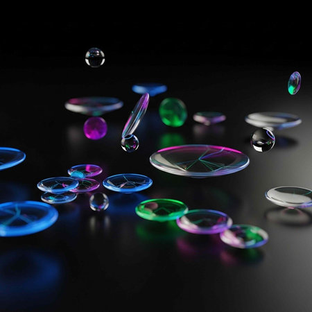 A stunning visual representation of colorful glass fragments suspended in mid-air against a dark...