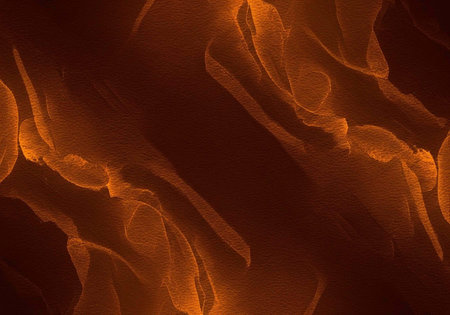 A close-up view of an abstract orange and black textured background with wavy patterns