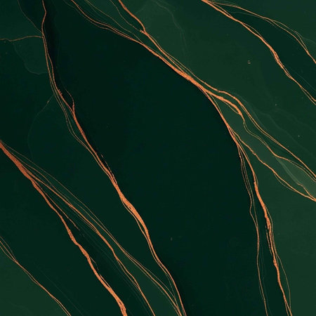 A close-up view of a dark green marble surface with intricate orange veinsの写真素材
