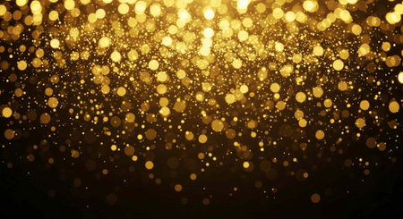 Sparkling gold glitter particles on a dark background with a gradient effect