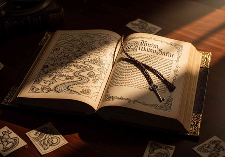 The holy bible with a rosary on a wooden table.