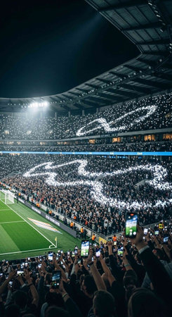 Crowds watch the match between AIK and Hammarby at Tele2 arena in Stockholm.