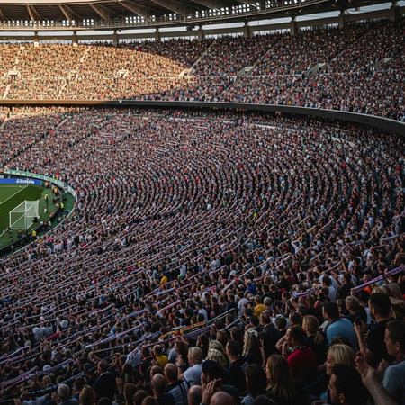 Crowds of people at the Spanish National Stadium