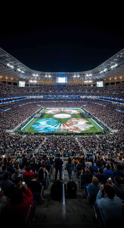 Crowds of people watching the match at Tele2 arena in Stockholm.