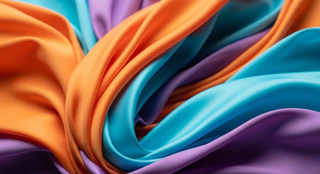 abstract background of multicolored silk or satin fabric texture