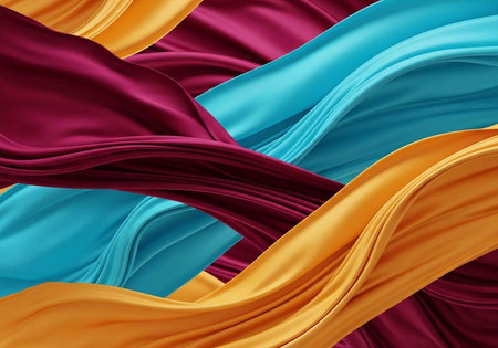 Abstract background of multi-colored wavy fabric. 3d rendering