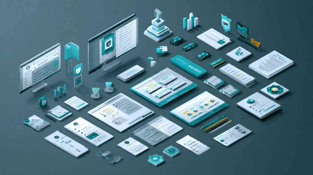 Isometric 3D infographics elements for business presentations and reports.