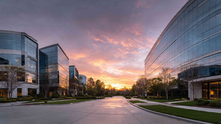 Sunset view of the University of Oklahoma in Oklahoma City, Oklahoma