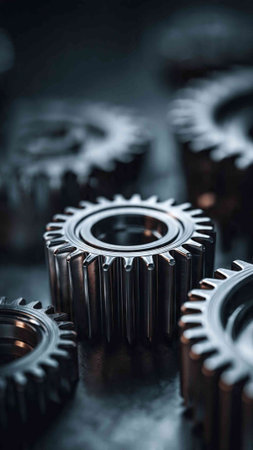 Gear metal wheels on a dark background. Close-up. Selective focus.