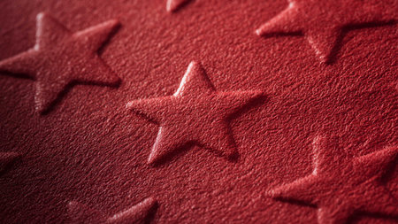 Red christmas background with stars. Toned image. Selective focus.