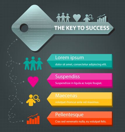 Infographic Template with key business concept vector illustrationのイラスト素材