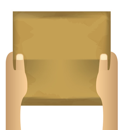 two hands holding empty paper on an isolated white backgroundのイラスト素材