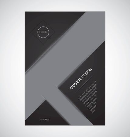 Geometric cover design in black colour. A4 format template for brochureのイラスト素材