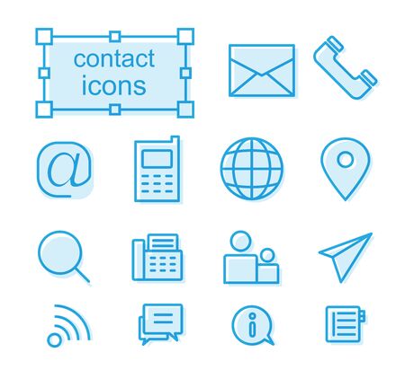 Thin line icons set, Linear symbols set, Contact usのイラスト素材