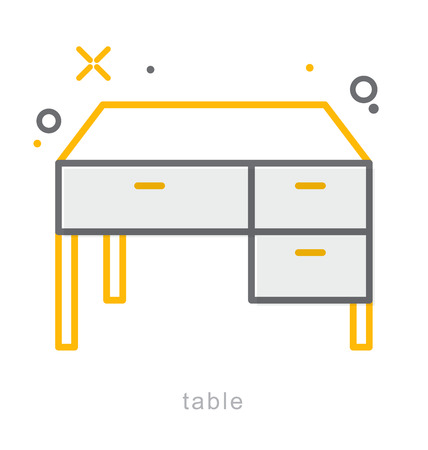 Thin line icons, Linear symbols, Tableのイラスト素材