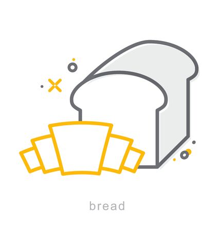 Thin line icons, Linear symbols, Breadのイラスト素材
