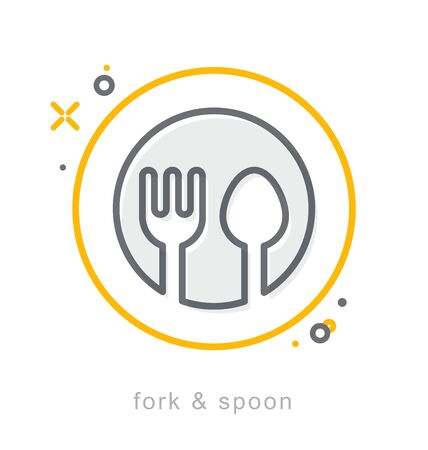 Thin line icons, Linear symbols, fork & spoonのイラスト素材