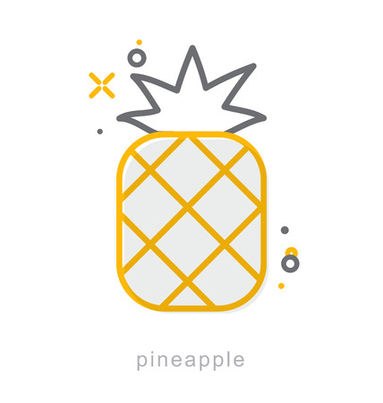 Thin line icons, Linear symbols, Pineappleのイラスト素材