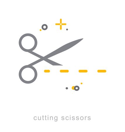 Thin line icons, Linear symbols, Cutting scissorsのイラスト素材