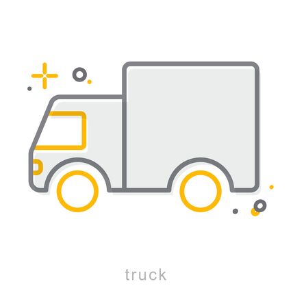 Thin line icons, Linear symbols, Truckのイラスト素材