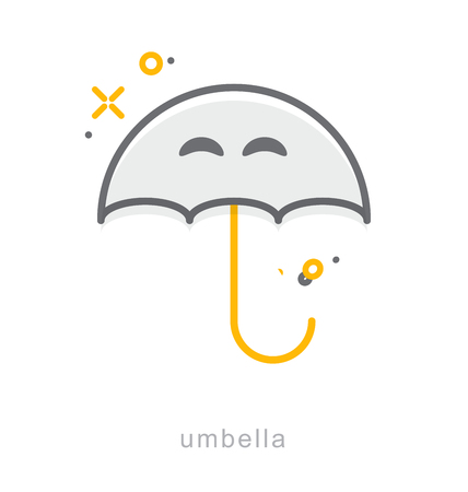 Thin line icons, Linear symbols, Umbrellaのイラスト素材