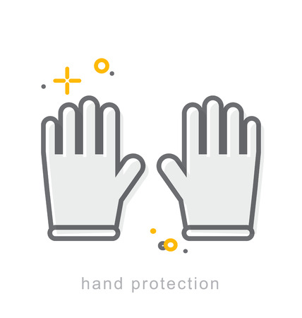Thin line icons, Linear symbols, Hand protectionのイラスト素材