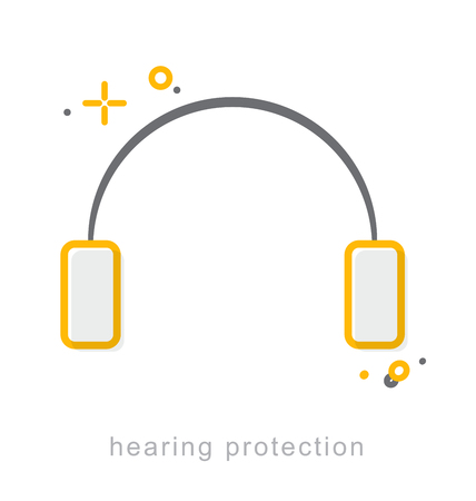Thin line icons, Linear symbols, Hearing protectionのイラスト素材