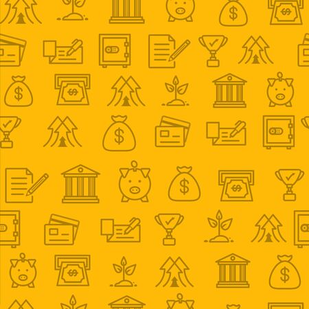 Different line style icons seamless pattern, icons set, bankのイラスト素材