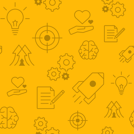 Thin line icons pattern, Linear symbols pattern, Start upのイラスト素材